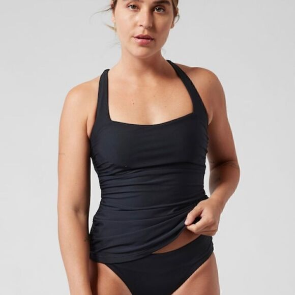 ATHLETA Square Neck Bra CupTankini Top, Black, Size 32B/C Tall NWT $74 531213 - Picture 2 of 12